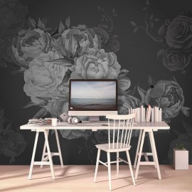 Dark Peony Flowers Wallpaper