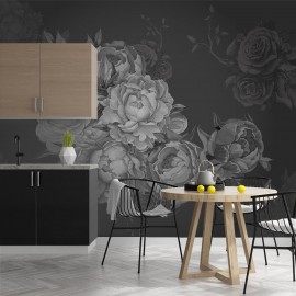 Dark Peony Flowers Wallpaper